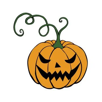 Vector simple scary spooky smiling Halloween pumpkin isolated. Jack o Lantern Illustrazione stock