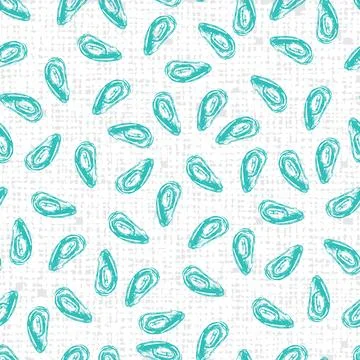 Vector simple scattered mussel pattern with arranged like polka dots with canvas Stock Illustration