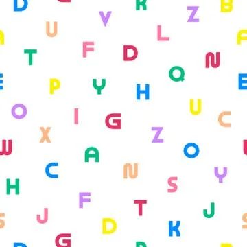 Vector simple seamless alphabet pattern with colorful latin letters. Repeatable Stock Illustration
