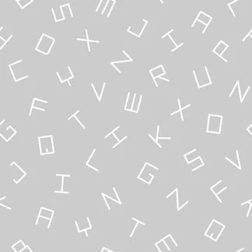Vector simple seamless alphabet pattern with latin letters. Grey repeatable 스톡 일러스트