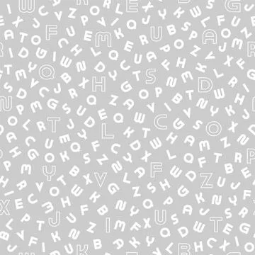 Vector simple seamless alphabet pattern with latin letters. Grey repeatable 스톡 일러스트