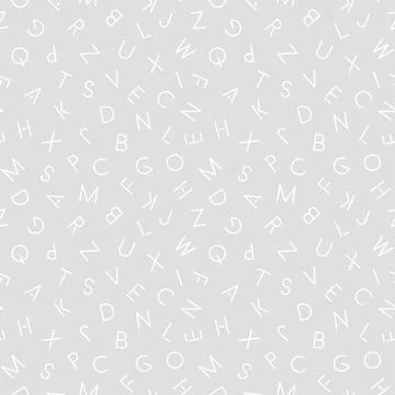 Vector simple seamless alphabet pattern with latin letters. Grey repeatable Stock Illustration