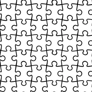 Vector simple seamless pattern of black and white puzzles. Stock Illustration