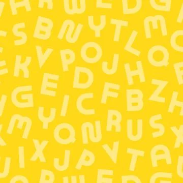 Vector simple seamless pattern with bold latin letters. Yellow repeatable 스톡 일러스트