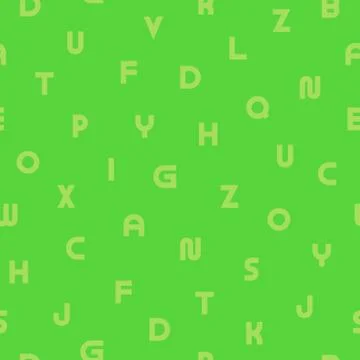Vector simple seamless pattern with latin letters. Vibrant green endless Иллюстрация