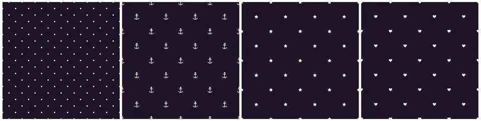Vector simple seamless patterns. Abstract trendy minimalistic backgrounds. Dark Stock Illustration