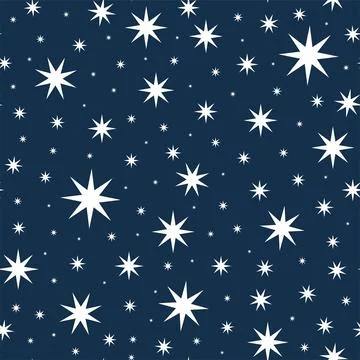 Vector simple seamless star geometric pattern. Repeatable dark blue background Stockillustratie
