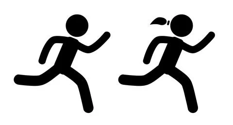 Vector simple set 2, stickman, fast running man and woman Stock Illustration