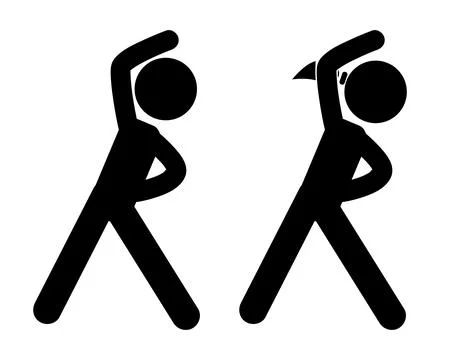 Vector simple set 2, stickman, man and woman, warming up or stretching Stock Illustration