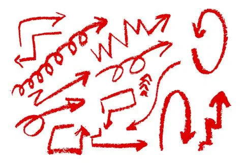 Vector simple set red crayon arrow, set 15 Stock Illustration