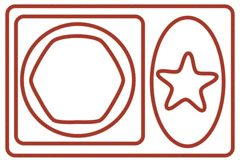 Vector Simple Set Vector hexagon frame from brown rope, rectangle, square, ci Stock Illustration