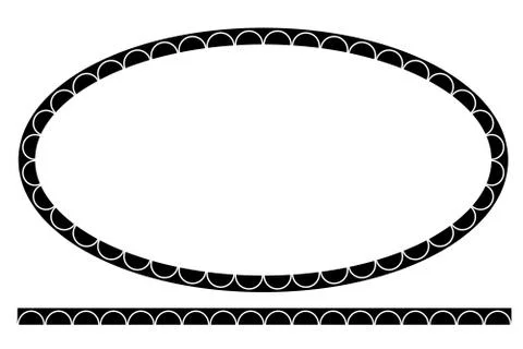 Vector Simple Shape Oval and Line Black Frame, Isolated On White Illustrazione stock