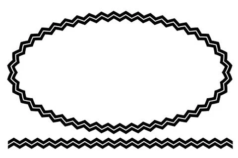 Vector Simple Shape Oval and Line Black Frame, Isolated On White Illustrazione stock