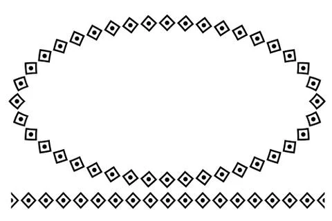 Vector Simple Shape Oval and Line Black Frame, Isolated On White Stock-Illustration