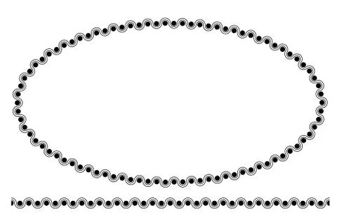 Vector Simple Shape Oval and Line Black Frame, Isolated On White Stock Illustration