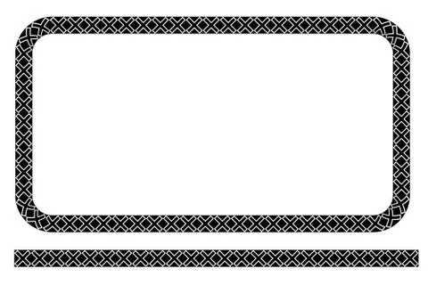 Vector Simple Shape Rectangle and Line Black Frame, Isolated On White Illustrazione stock
