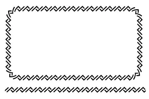 Vector Simple Shape Rectangle and Line Black Frame, Isolated On White イラスト素材