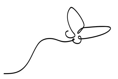 Vector simple single or one continuous fly butterfly Stock Illustration