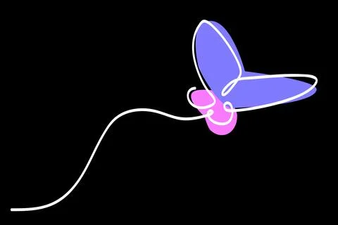 Vector simple single or one continuous fly butterfly Stock Illustration