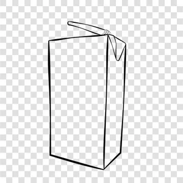 Vector Simple Small Chocolate UHT Milk with plastic straw at transparent effe Stock Illustration