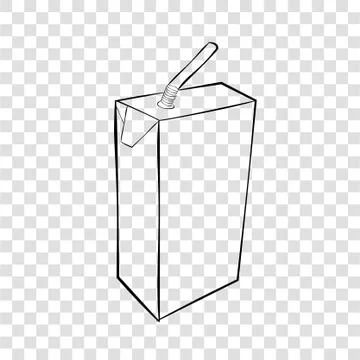 Vector Simple Small Chocolate UHT Milk with plastic straw at transparent effe Stock Illustration