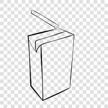 Vector Simple Small Chocolate UHT Milk with plastic straw at transparent effe Stock Illustration