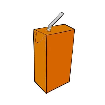 Vector Simple Small Chocolate UHT Milk with plastic straw at transparent effe Stock Illustration