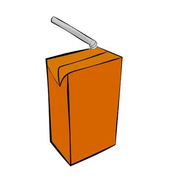Vector Simple Small Chocolate UHT Milk with plastic straw at transparent effe Stock Illustration