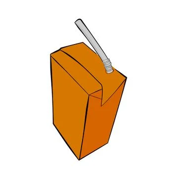 Vector Simple Small Chocolate UHT Milk with plastic straw at transparent effe Stock Illustration