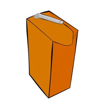 Vector Simple Small Chocolate UHT Milk with plastic straw at transparent effe Stock Illustration