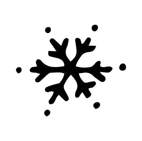 Vector simple snowflake. hexagonal Snowflake icon in doodle style with black Stock Illustration