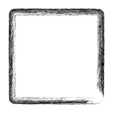Vector simple square frame from black crayon, at white background Stock Illustration