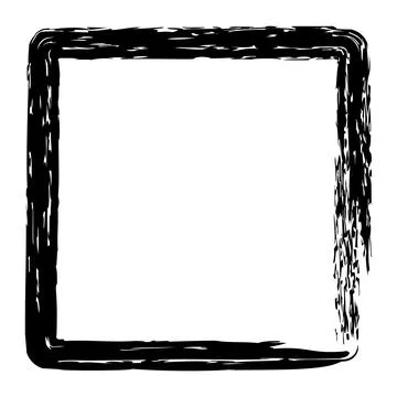 Vector simple square frame from black crayon, at white background Stock Illustration