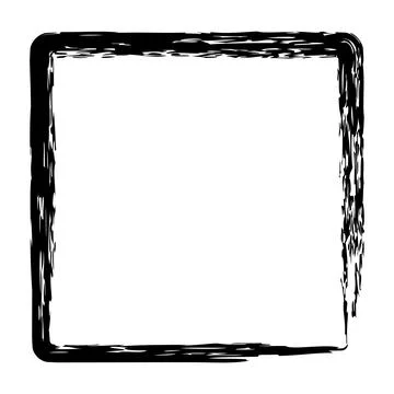 Vector simple square frame from black crayon, at white background Stock Illustration