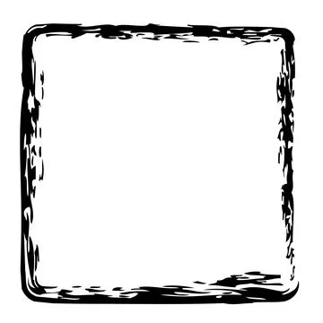 Vector simple square frame from black crayon, at white background Stock Illustration