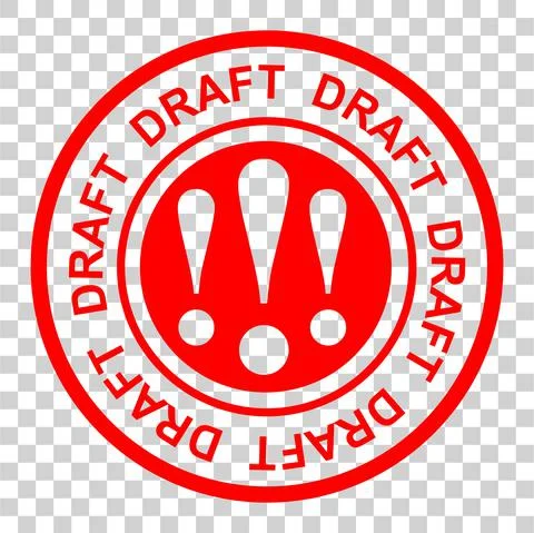 Vector Simple Style Red Circle Rubber stamp, draft,  at at tranparent effect  Stock Illustration