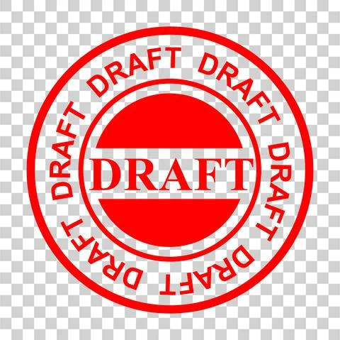 Vector Simple Style Red Circle Rubber stamp, draft,  at at tranparent effect  Stock Illustration