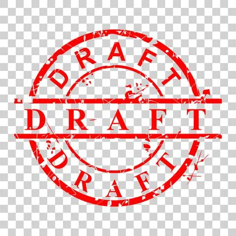 Vector Simple Style Red Circle Rubber stamp, draft,  at at tranparent effect  Illustrazione stock