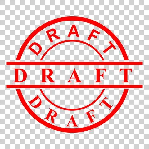 Vector Simple Style Red Circle Rubber stamp, draft,  at at tranparent effect  Illustrazione stock