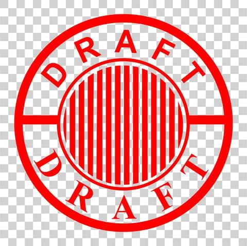 Vector Simple Style Red Circle Rubber stamp, draft,  at at tranparent effect  Stock Illustration