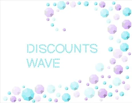 Vector simple template with a wave of diamonds and precious stones for discou Stock Illustration