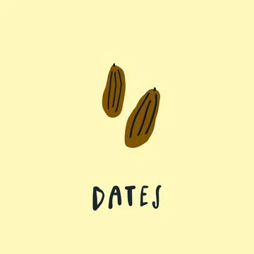 Vector simplified dates drawing, handwritten word Stock Illustration