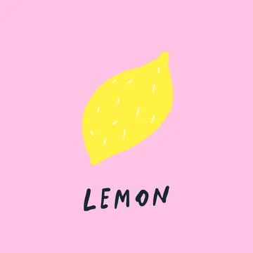 Vector simplified lemon drawing, handwritten word Stock Illustration