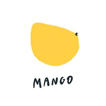 Vector simplified mango drawing, handwritten word Illustrazione stock