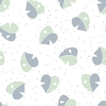 Vector Simplified Monstera Half Moon Leaves with Irregular Dots seamless pattern 스톡 일러스트
