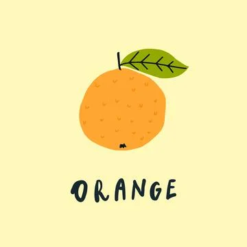 Vector simplified orange drawing, handwritten word Stock Illustration