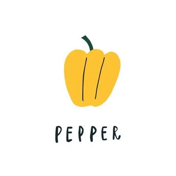 Vector simplified pepper drawing, handwritten word Stock Illustration