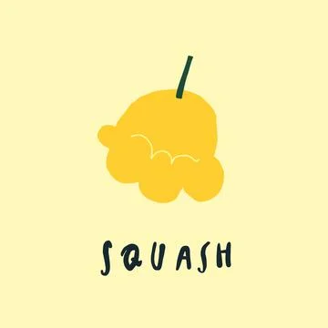 Vector simplified squash drawing, handwritten word Stock Illustration