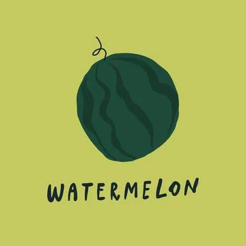 Vector simplified watermelon drawing, handwritten word Stock Illustration