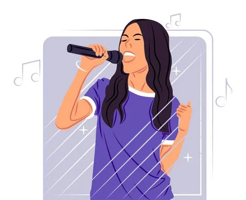 Vector singer in shadow of sharp lines style Stock Illustration